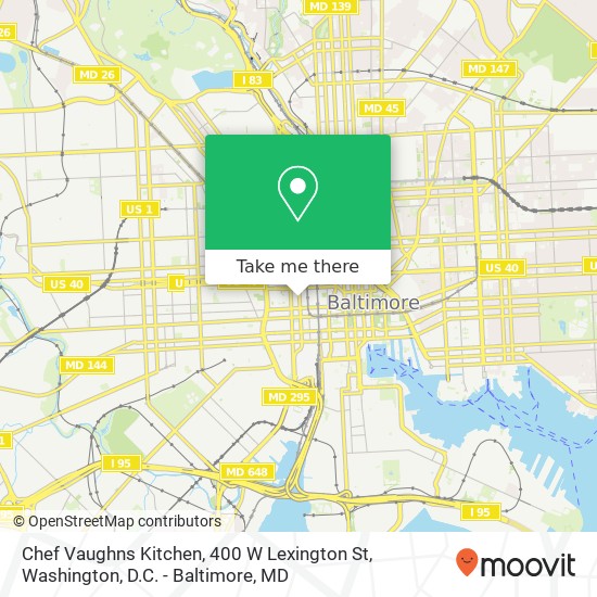Mapa de Chef Vaughns Kitchen, 400 W Lexington St