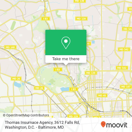 Mapa de Thomas Insurnace Agency, 3612 Falls Rd