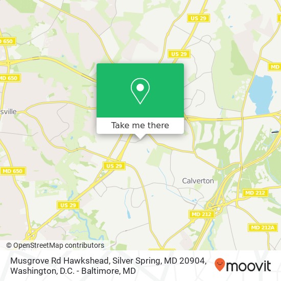 Mapa de Musgrove Rd Hawkshead, Silver Spring, MD 20904