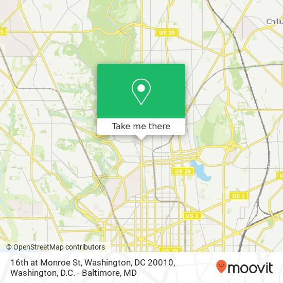 Mapa de 16th at Monroe St, Washington, DC 20010