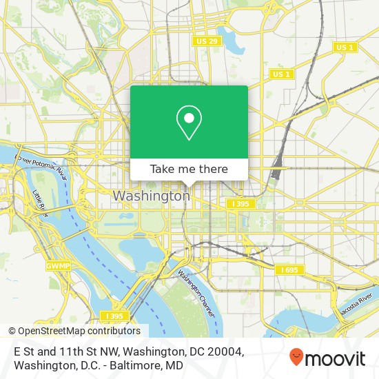 Mapa de E St and 11th St NW, Washington, DC 20004
