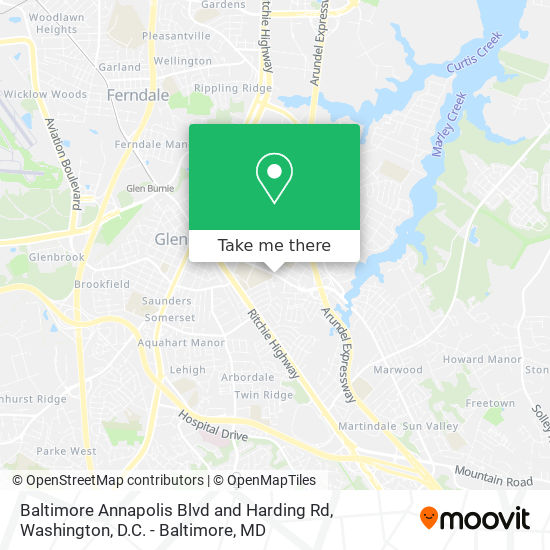 Baltimore Annapolis Blvd and Harding Rd map