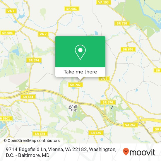 Mapa de 9714 Edgefield Ln, Vienna, VA 22182