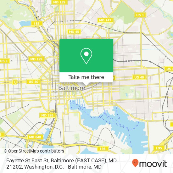 Fayette St East St, Baltimore (EAST CASE), MD 21202 map