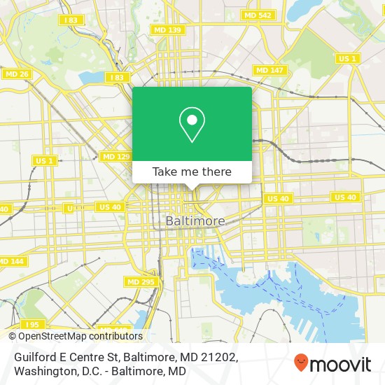 Mapa de Guilford E Centre St, Baltimore, MD 21202