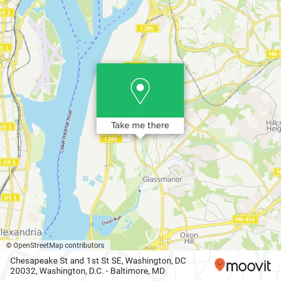 Chesapeake St and 1st St SE, Washington, DC 20032 map