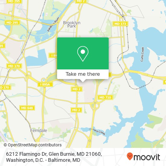 Mapa de 6212 Flamingo Dr, Glen Burnie, MD 21060