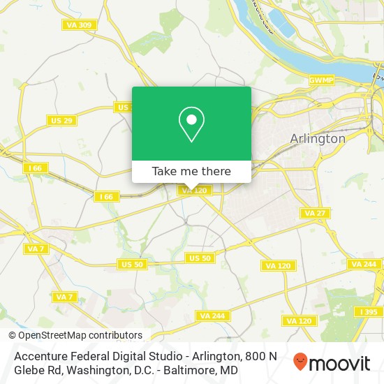 Mapa de Accenture Federal Digital Studio - Arlington, 800 N Glebe Rd