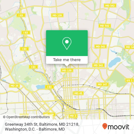 Mapa de Greenway 34th St, Baltimore, MD 21218