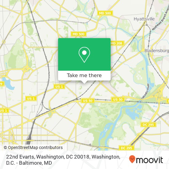 22nd Evarts, Washington, DC 20018 map