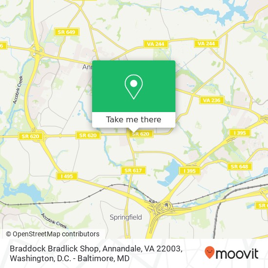 Mapa de Braddock Bradlick Shop, Annandale, VA 22003