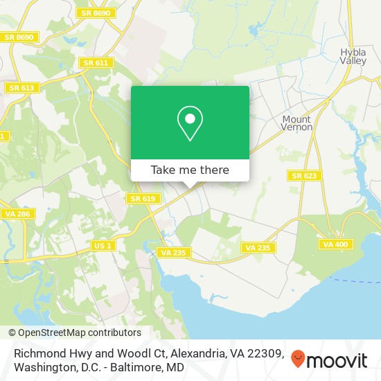 Mapa de Richmond Hwy and Woodl Ct, Alexandria, VA 22309
