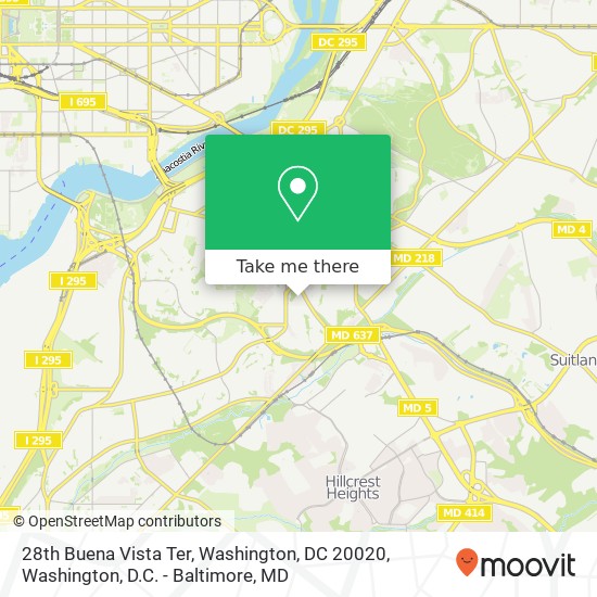 28th Buena Vista Ter, Washington, DC 20020 map