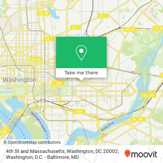 Mapa de 4th St and Massachusetts, Washington, DC 20002