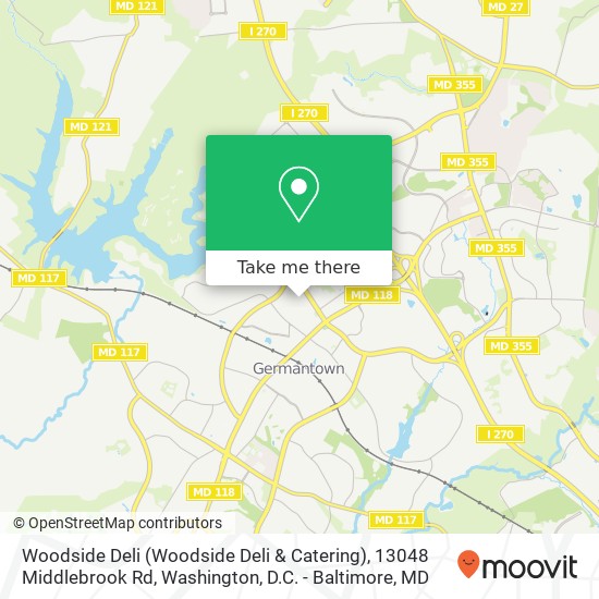 Mapa de Woodside Deli (Woodside Deli & Catering), 13048 Middlebrook Rd