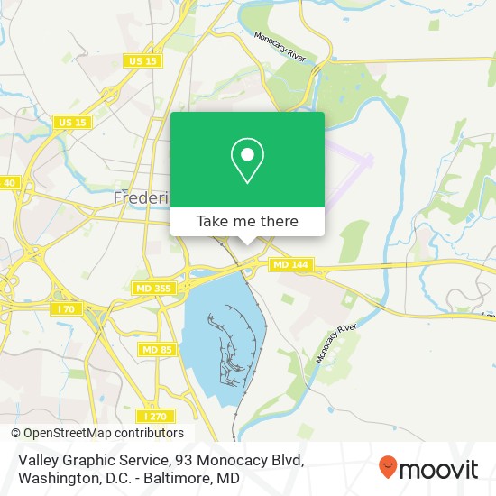 Mapa de Valley Graphic Service, 93 Monocacy Blvd