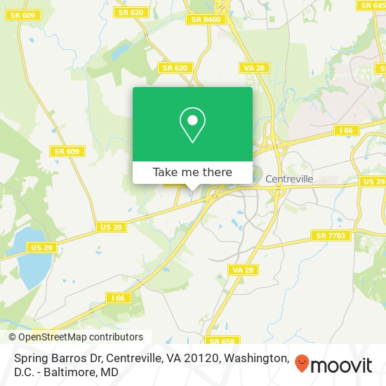 Mapa de Spring Barros Dr, Centreville, VA 20120