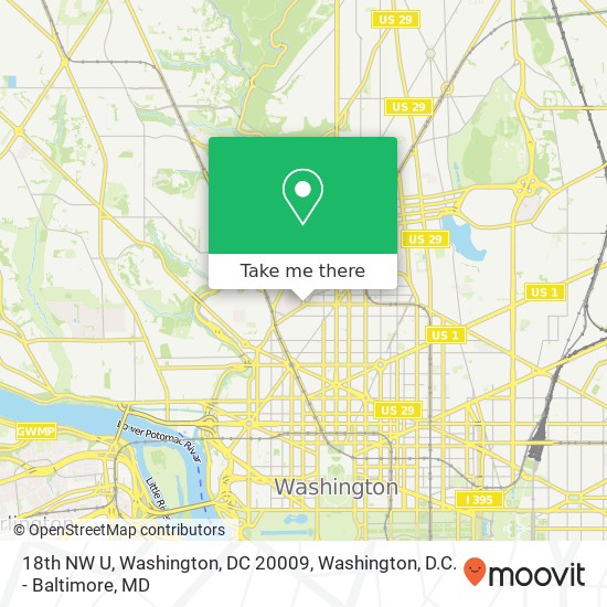 18th NW U, Washington, DC 20009 map