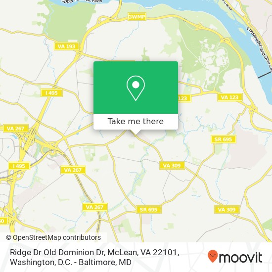 Mapa de Ridge Dr Old Dominion Dr, McLean, VA 22101
