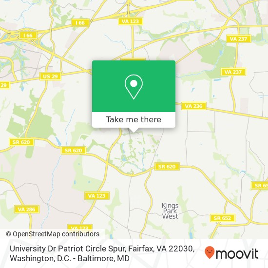 Mapa de University Dr Patriot Circle Spur, Fairfax, VA 22030