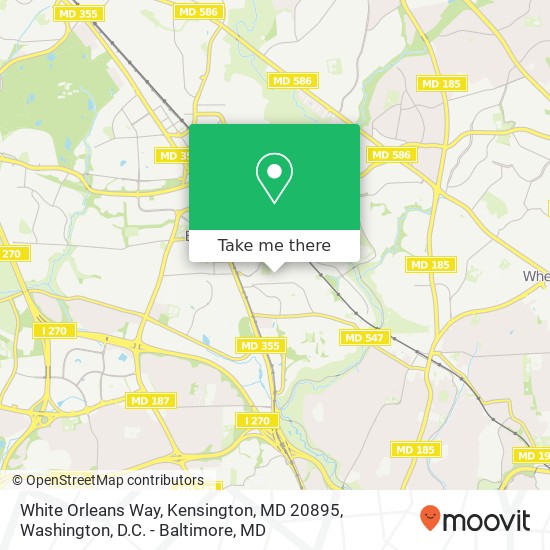 Mapa de White Orleans Way, Kensington, MD 20895
