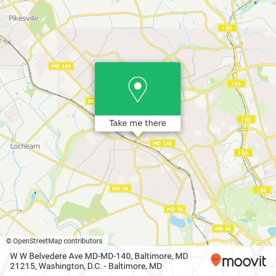 Mapa de W W Belvedere Ave MD-MD-140, Baltimore, MD 21215