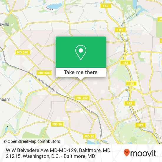 Mapa de W W Belvedere Ave MD-MD-129, Baltimore, MD 21215