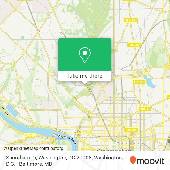 Mapa de Shoreham Dr, Washington, DC 20008