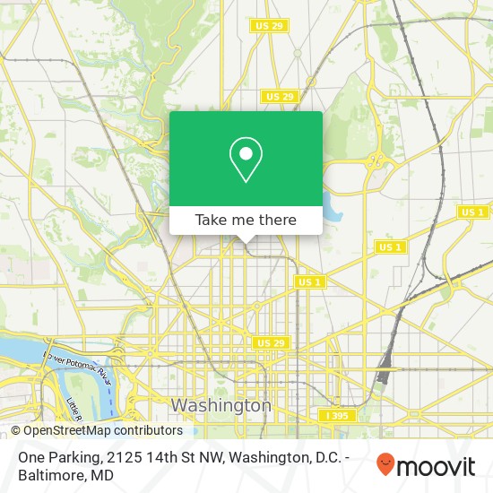 Mapa de One Parking, 2125 14th St NW