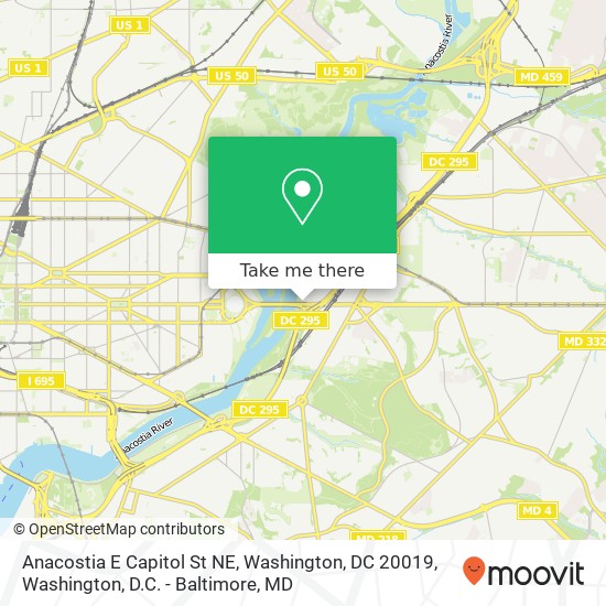 Mapa de Anacostia E Capitol St NE, Washington, DC 20019