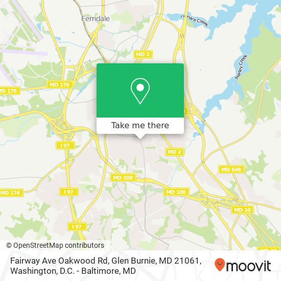 Mapa de Fairway Ave Oakwood Rd, Glen Burnie, MD 21061