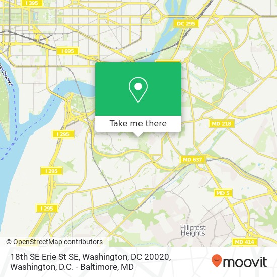 18th SE Erie St SE, Washington, DC 20020 map