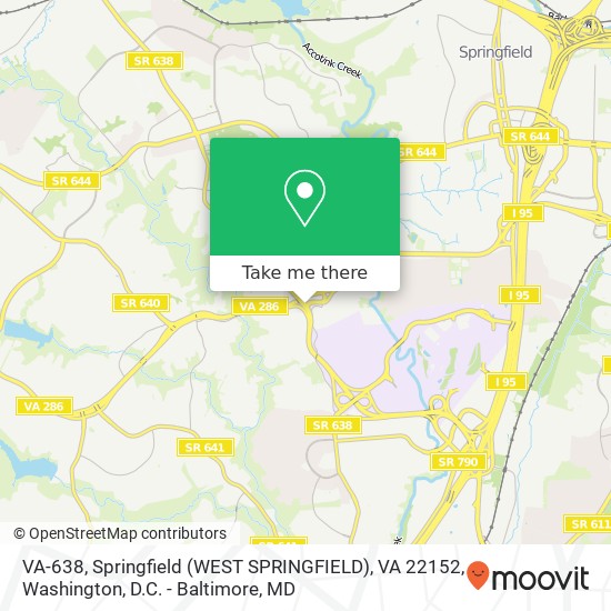 Mapa de VA-638, Springfield (WEST SPRINGFIELD), VA 22152