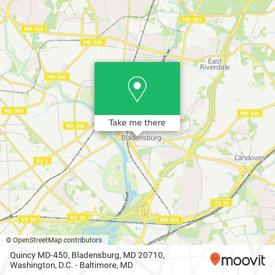 Mapa de Quincy MD-450, Bladensburg, MD 20710