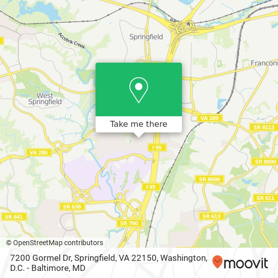 Mapa de 7200 Gormel Dr, Springfield, VA 22150