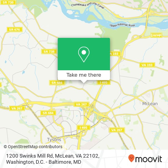 Mapa de 1200 Swinks Mill Rd, McLean, VA 22102