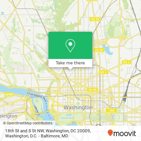 Mapa de 18th St and S St NW, Washington, DC 20009