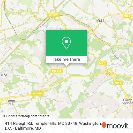 Mapa de 414 Raleigh Rd, Temple Hills, MD 20748