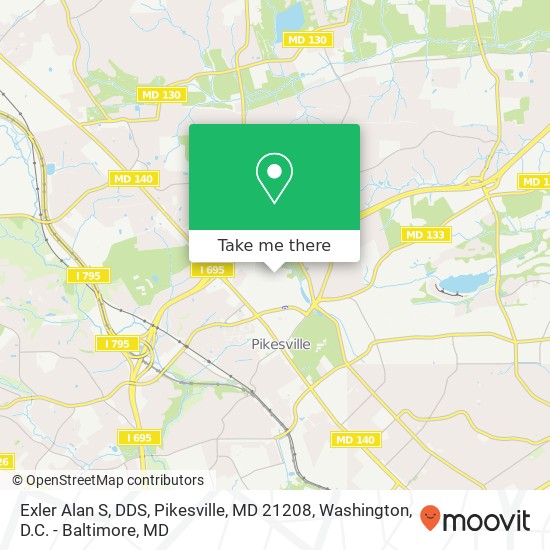 Mapa de Exler Alan S, DDS, Pikesville, MD 21208