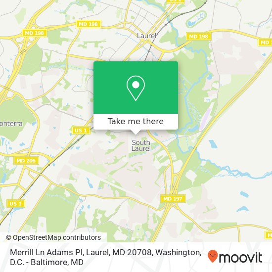 Merrill Ln Adams Pl, Laurel, MD 20708 map