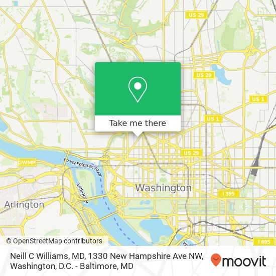 Neill C Williams, MD, 1330 New Hampshire Ave NW map