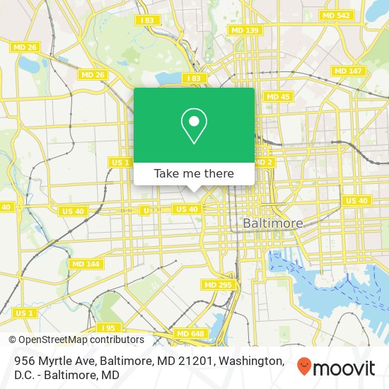 Mapa de 956 Myrtle Ave, Baltimore, MD 21201