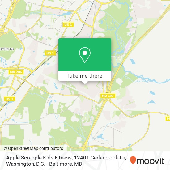 Mapa de Apple Scrapple Kids Fitness, 12401 Cedarbrook Ln