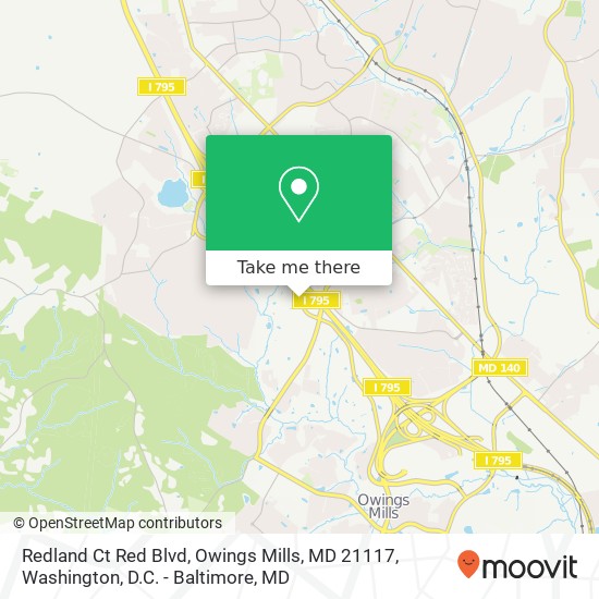 Mapa de Redland Ct Red Blvd, Owings Mills, MD 21117