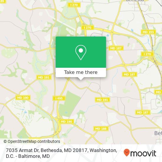 Mapa de 7035 Armat Dr, Bethesda, MD 20817