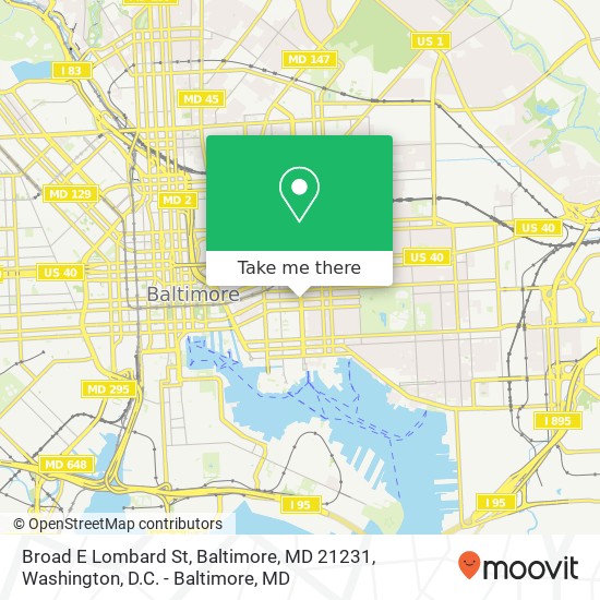 Mapa de Broad E Lombard St, Baltimore, MD 21231