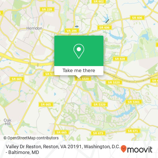 Mapa de Valley Dr Reston, Reston, VA 20191