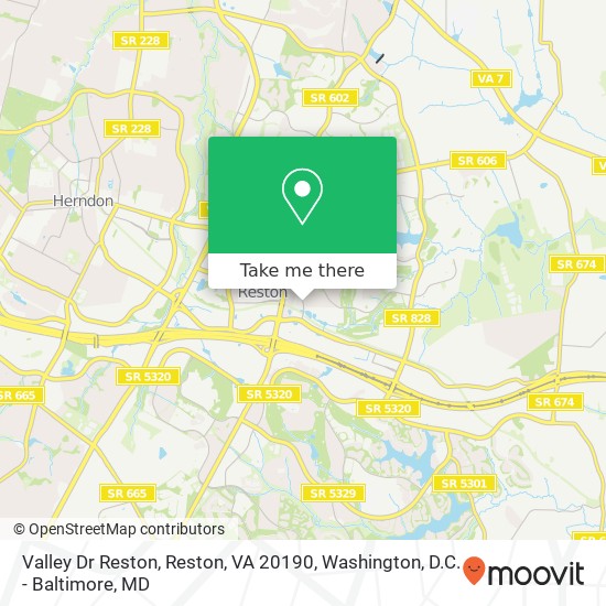 Mapa de Valley Dr Reston, Reston, VA 20190