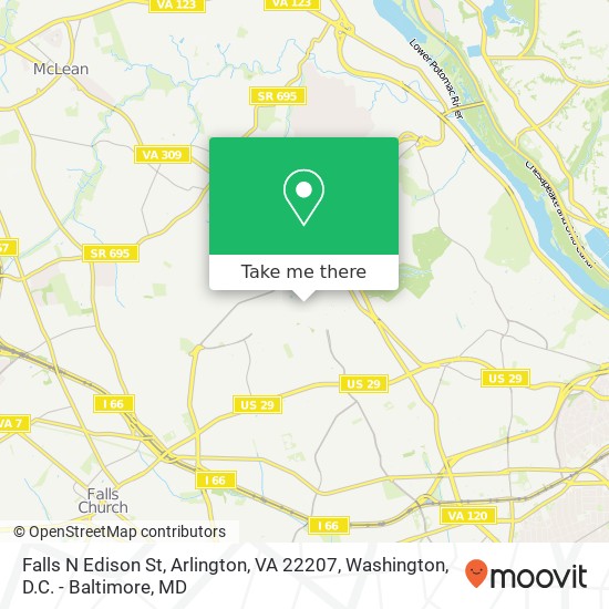 Mapa de Falls N Edison St, Arlington, VA 22207