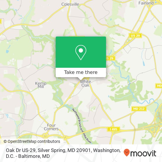 Mapa de Oak Dr US-29, Silver Spring, MD 20901